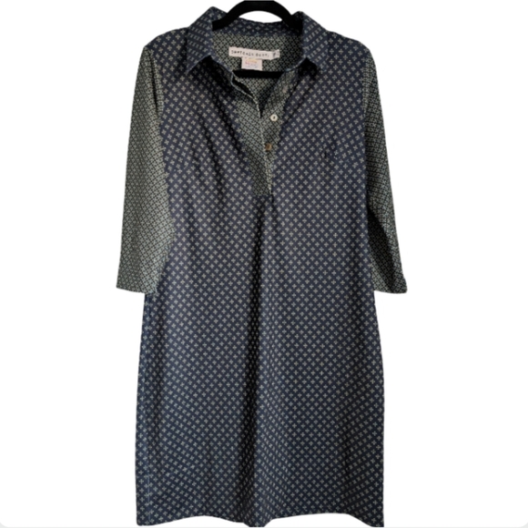 Gretchen Scott Navy Diamond Print Shift Dress Medium Designer - Picture 6 of 14